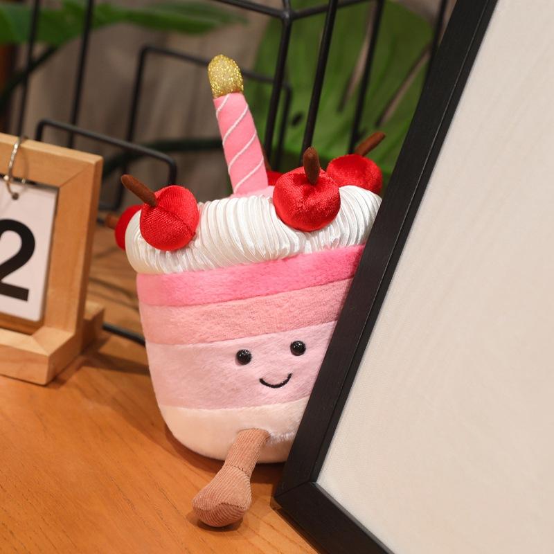 Birthday Ceremony Style Cherry Cake Red Velvet Cake Doll Plush Toy Gift