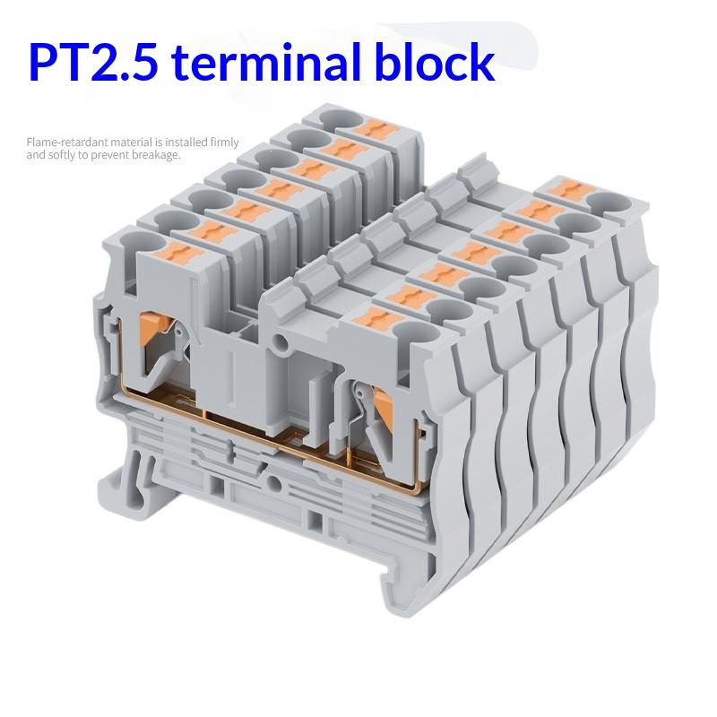 PT2.5 Push-in Terminal Block 1Pcs Anti-corrosion Electrical Cable Connector DIN Rail Type for Outdoor Wiring Projects