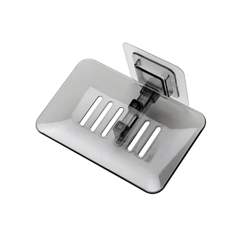 1PC Transparent Drain Soap Holder No Punch Paste Wall Mounted Shower Toilet Suitable For Plastic  Box Cute Soap Dish Superbox