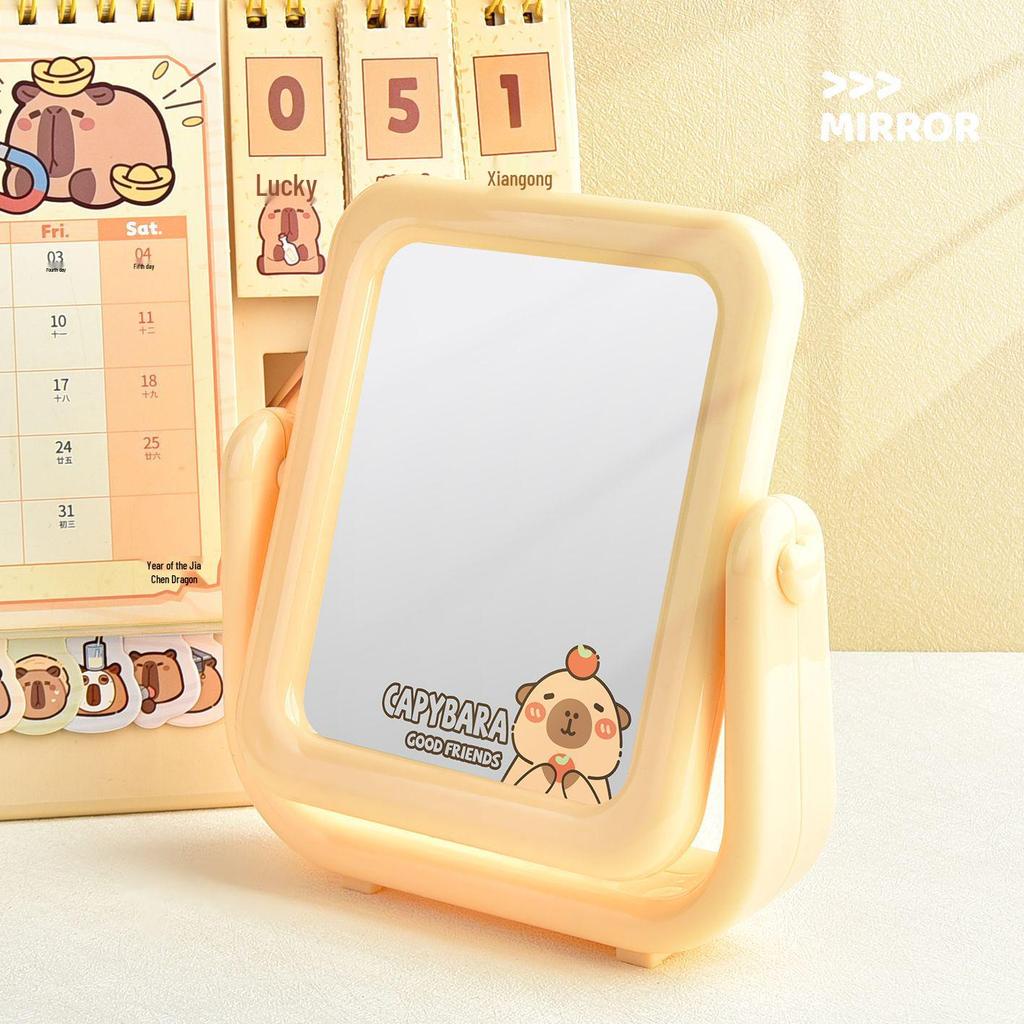 Capybara Cute Double-Sided Desktop Makeup Mirror - Portable for Students