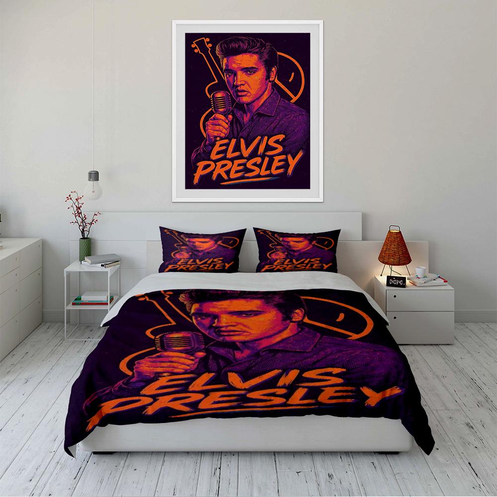 Elvis Presley Druck Bettwäscheset Bettwäscheset (1 Bettbezug, 2 Kissenbezüge, Bettdecke nicht enthalten)
