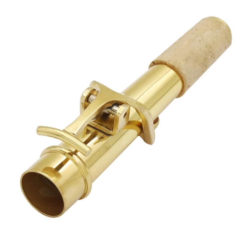 2 PCS Saxophone Neck Brass Mouthpiece Metal Sax Curved Necks and Straight Neck for Soprano Saxophone Instrument