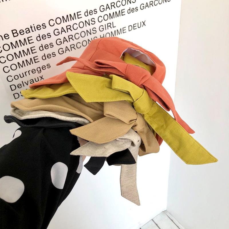 Bucket hat women's summer thin sun hat sun protection big edge cycling ponytail bow versatile trendy hat