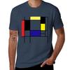 Mondrian Art Minimalist Red White Blue Yellow Black Tshirt Simple Casual Short Sleeve Tee
