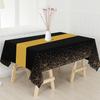 Childom 3 Pack Black and Gold Tablecloths for Events,54"x108" Plastic Table Cloths for Rectangle Tables,Disposable Party Table Covers for New Years