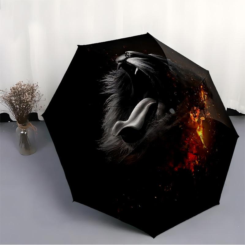 1pc Lion Fire Automatic Opening/Closing Umbrella with Operation & Windproof Canopy yy260311014