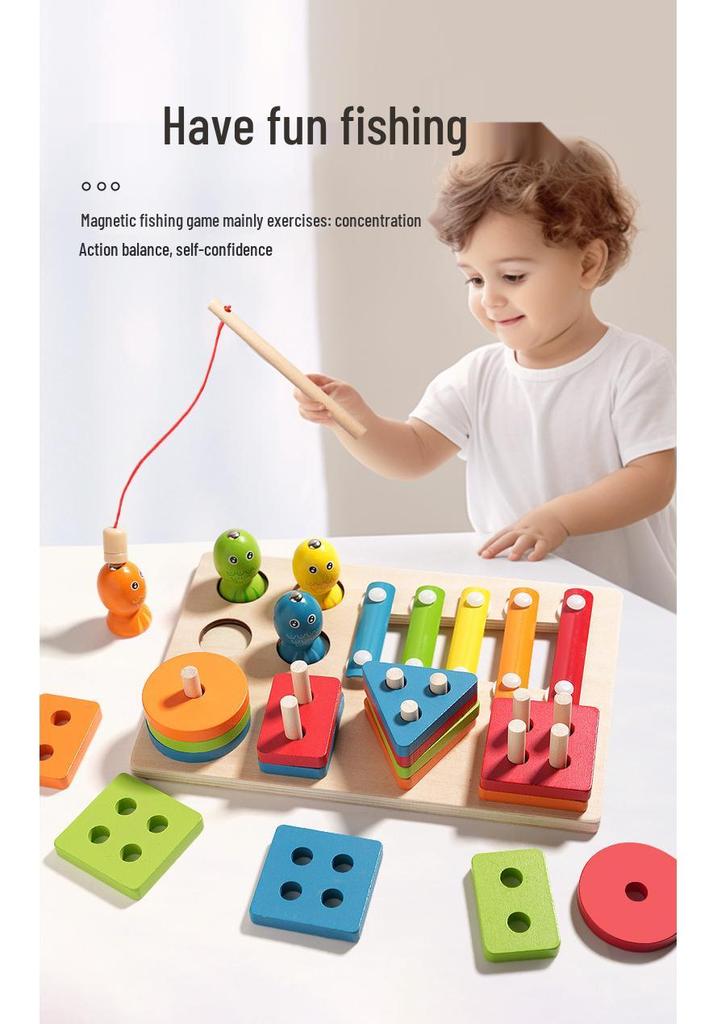 Magnetic Fishing & Shape Matching Piano: 3-in-1 Early Education Toy for Kids
