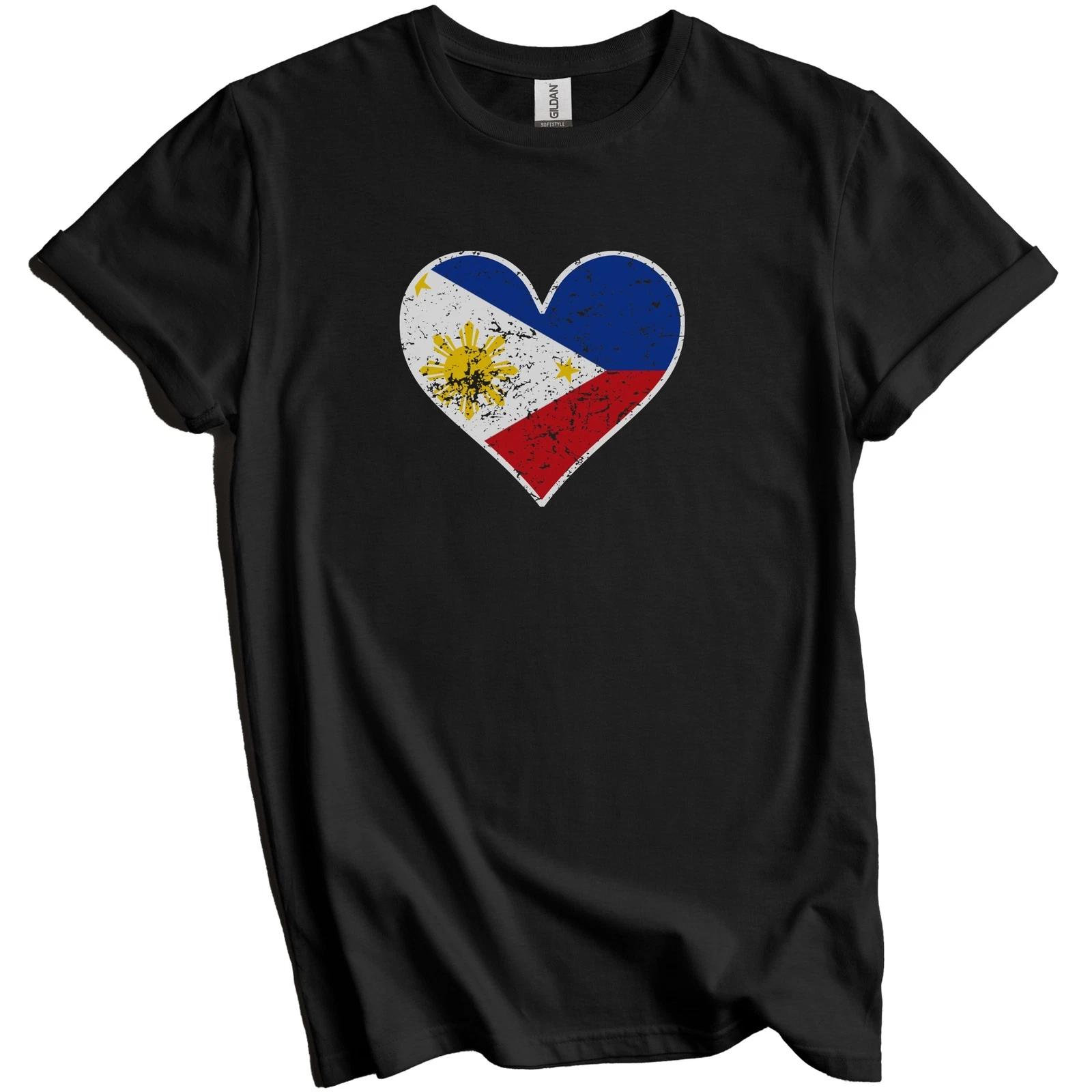 Filipino Flag Heart Philippines Love Distressed T-Shirt L