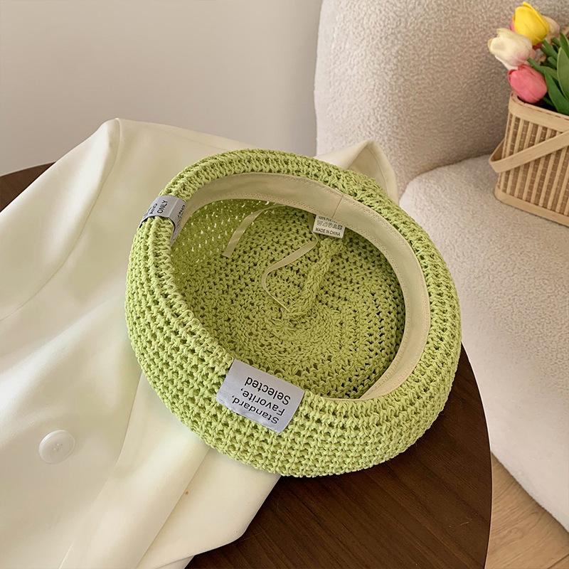 Summer Straw Fashionable Beret Hat For Adults In Assorted Colors With Airy Design
