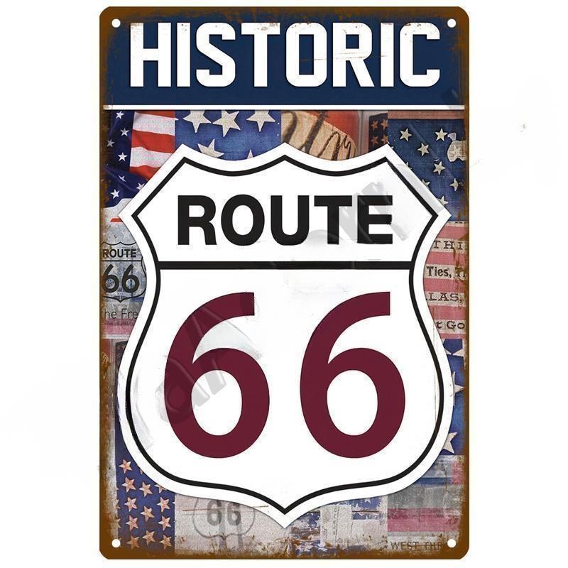 Vintage Route 66 Metal Sign House Plaque Metal Poster Tin Sign Plate Wall Posters Retro Aesthetic Room Decor Wall Art Decoration