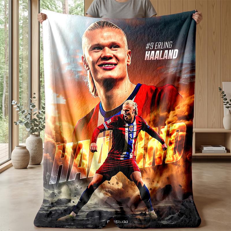 Erling Haaland Theme blanket Soft Flannel Blanket Plush Throw Blanket Cozy Sofa Bed Blanket for Home Decor