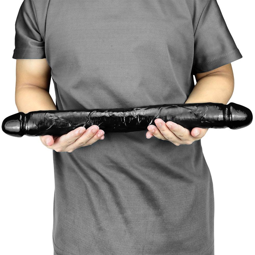 45.5cm Double Dildo Big Adult Sex Toy Strapon Penis for  Anal Plug Huge Black Dick Fisting Men's Penis Silicone Realistic