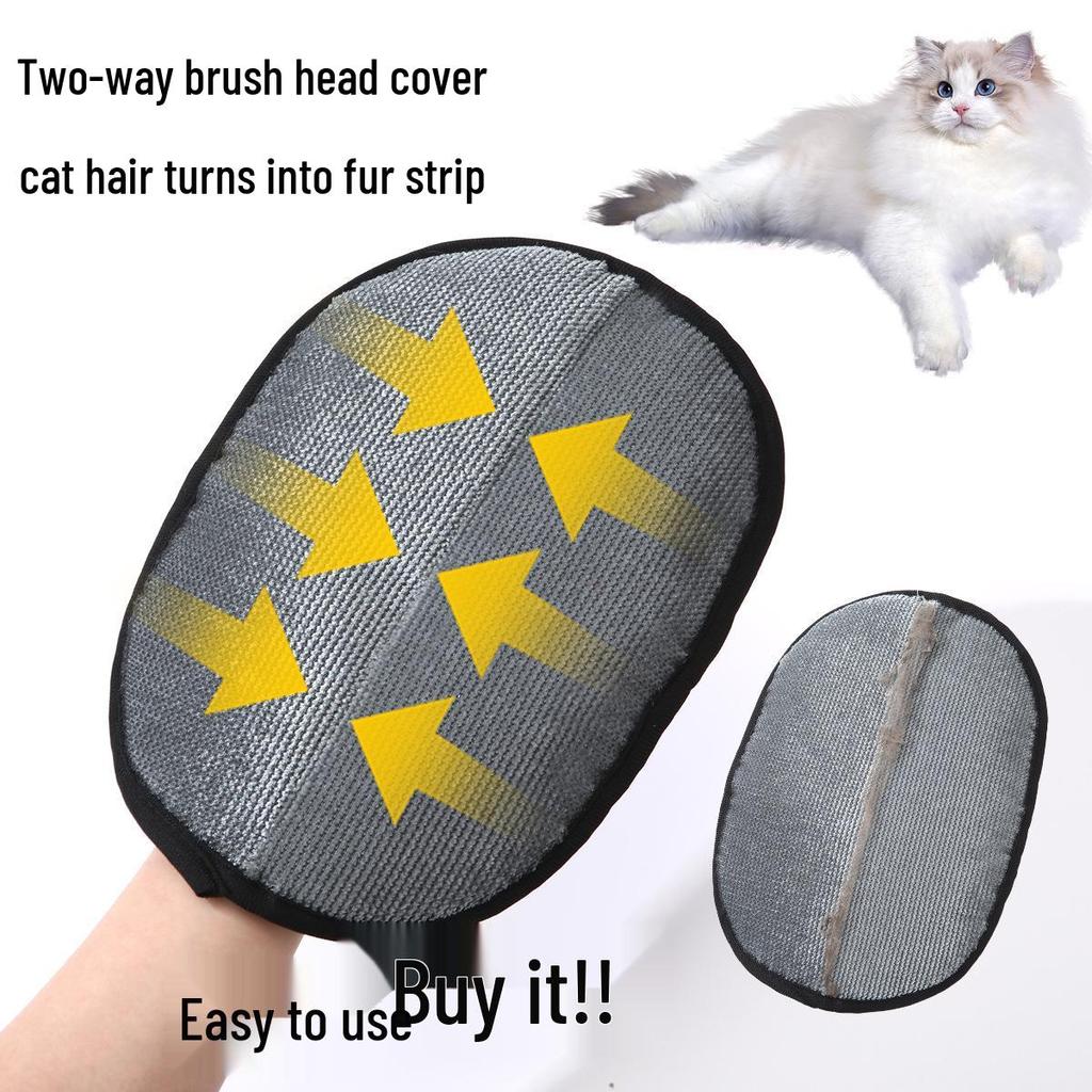 Two-Way Static Hair Removal Glove for Cats & Dogs - Pet Hair Cleaner with Bristle Scraper
