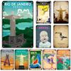 Brazil Vintage Poster Rio De Janeiro Metal Sign Landscape Decorative Sign Retro Metal Plaque Man Cave Pub Home Club Wall Decor