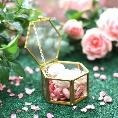 Caixa de Anel de Casamento Hexagonal de Vidro - Design Estufa