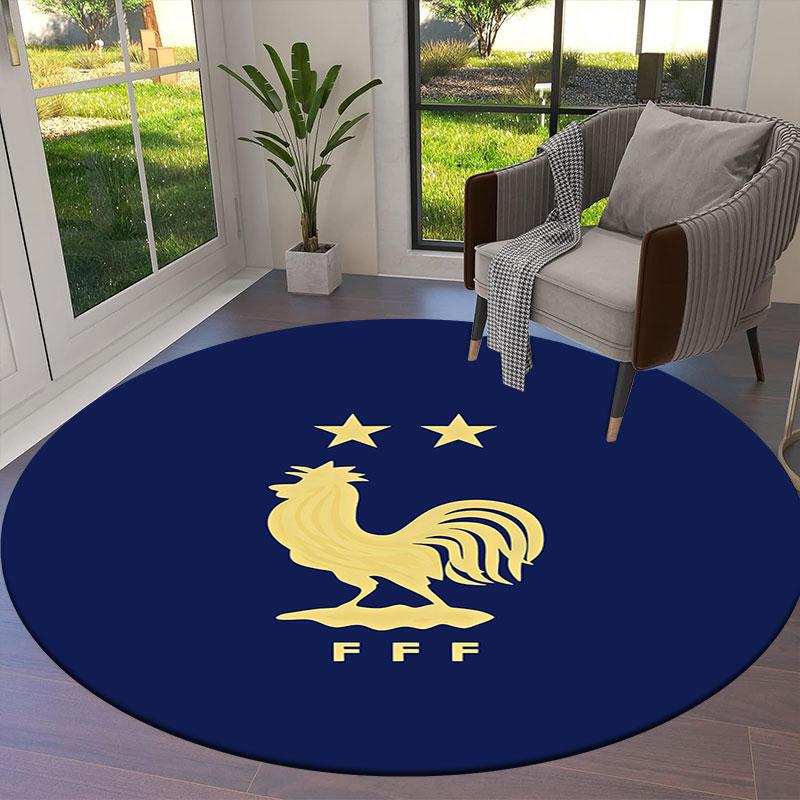 France National Football Team Round Area Rug,Carpet Rug for Living Room Bedroom Sofa Playroom Decor,Non-slip Floor Mat