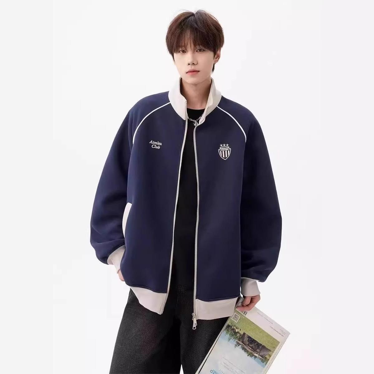 

Мужской свитшот со стойкой воротником, новый осенний, свободный и универсальный, спортивная бейсбольная куртка XXXL