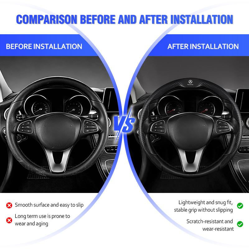ZHM3 Car Steering Wheel Handle Cover Anti-skid Steering Wheel For Mercedes Benz C180 C300 W124 W176 W177 C200 C260 GLC CLE CLA AMG