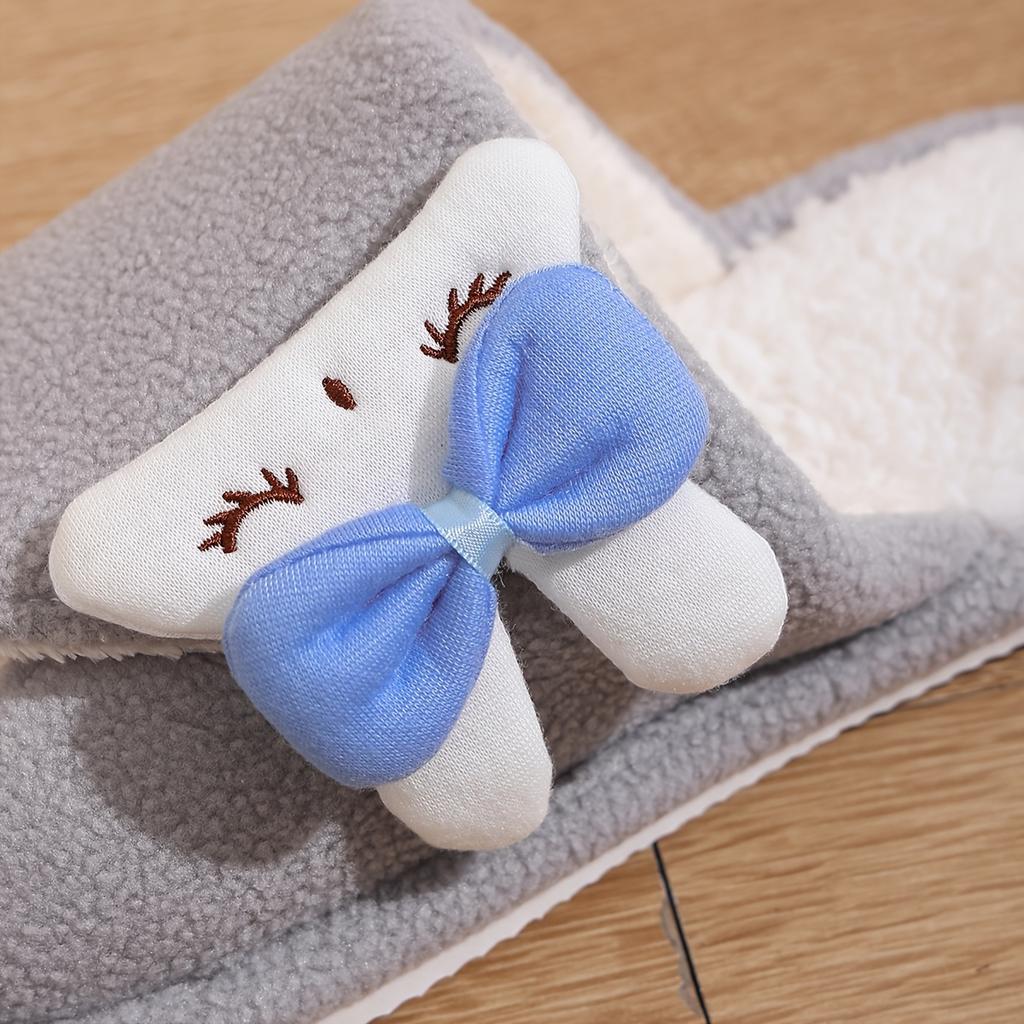 Slippers Cute Plush Rabbit Bow For Women Springautumn Indoor House Slippers With Thick Sole And Faux Fur Women Shoes