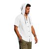 Summer Men's Lightweight Breathable Linen Loose-Fit Hooded Short-Sleeved Shirt