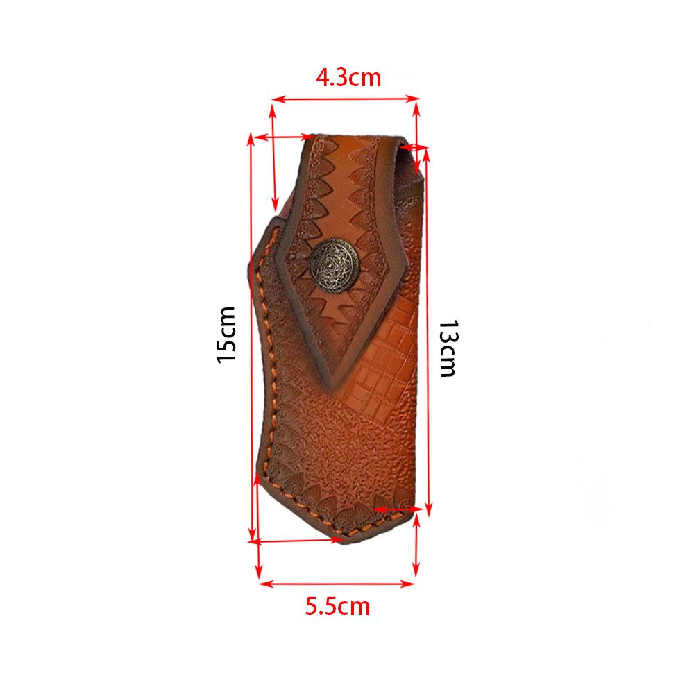 15cm Foling Knife Embossed Cowhide Scabbard Cover Second Layer Leather Sheath Case Camping Knife Holsters Belt Buckle