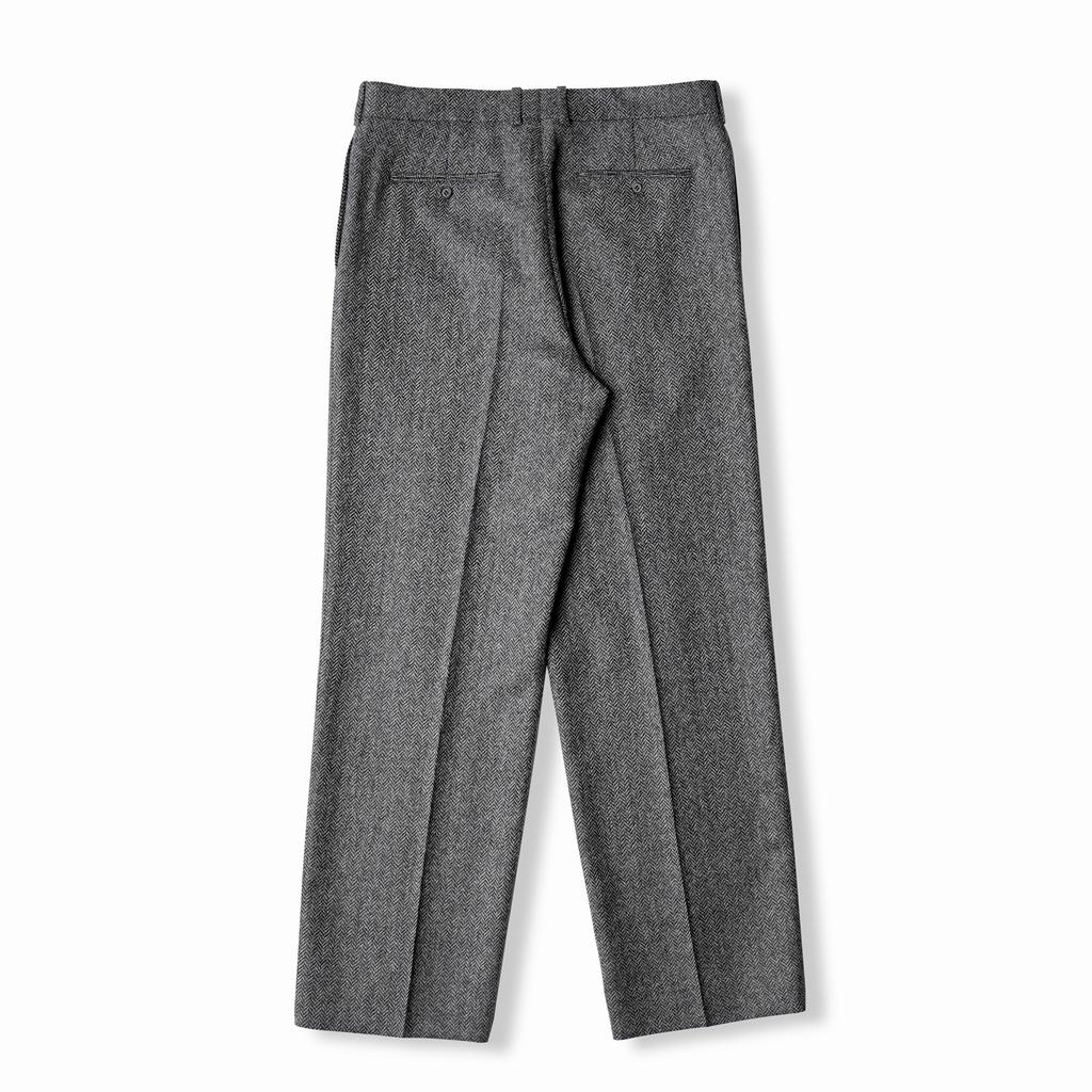 Bancheu Herringbone Tweed Wool Trousers - Grey