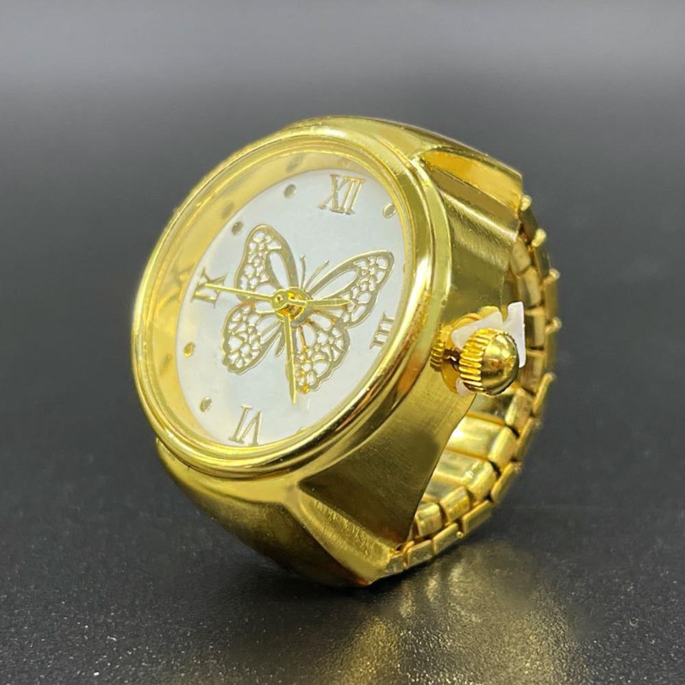 Butterfly Finger Ring Watch Creative Mini Trend Simple Versatile Fashion Time Men and Women Couple Ring Watch Pocket Watch