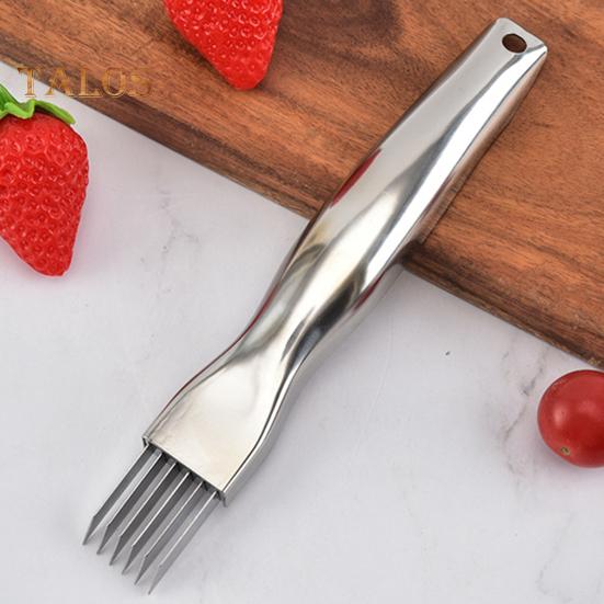 Onion Slicer Stainless Steel 6-Blade Green Onion Shredder Cutter Non-Slip Handle Kitchen Vegetable Chopper Tool for Scallions Leeks Potatoes Fruits
