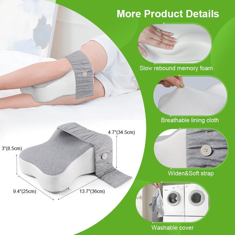 Long 14”Knee Pillow for Side Sleeper Fully Support Thighs and Knees for Required Knee Separation- Leg Pillow - Large, Gray