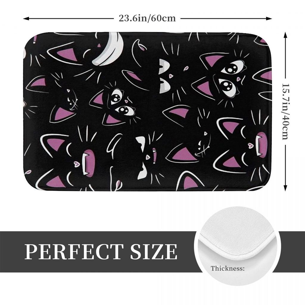 Colorful Cat Silhouettes Cartoon Black Cats Non-slip Doormat Floor Mat Carpet Rug for Kitchen Entrance Home Bedroom Footpad Mats