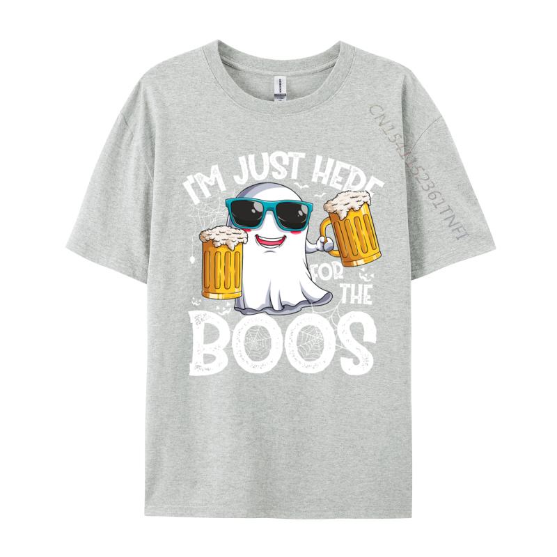 I Im Just Here For The Boos Funny Halloween Ghost Personalized Autumn Pure Cotton Tops & Tees Crazy T Shirts