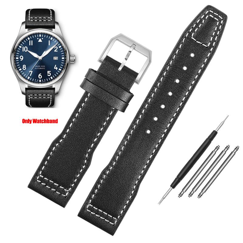 For IWC Pilots Little Prince Watch IW327004/IIW377714 Mark16/17/18 Portuguese Leather Strap 20 21mm Men Watch Band Belt Bracelet