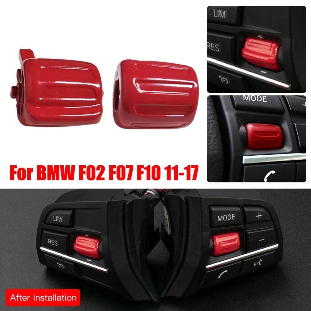 1 Pair Car Multi-function Steering Wheel Key Control Knob Switch Buttons For BMW 5 6 7 Series F10 F02 F30 F07 Red Black Silver