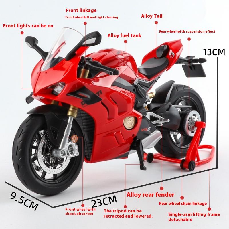 1/9 Scale DUCATI V4S Alloy Motorcycle Model with Lights - Kids' Premium Toy Car Replica, Racing Enthusiast Gift