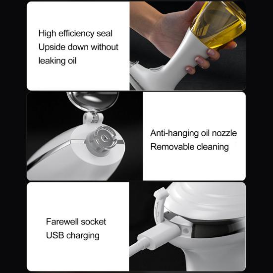 Electric Oil Sprayer 350ml Kitchen Atomized Oil Spray Bottle Rechargeable Oil Dispenser Portable Oil Mist Sprayer for Baking