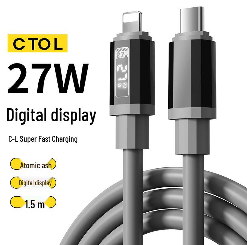 

Высокоскоростной зарядный кабель Weike 240 Вт с цифровым дисплеем для устройств Apple и Huawei Type-C