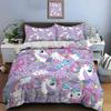 3pcs Dreamy Unicorn and Pink Bow Print Bedding Set 1 Duvet Cover 2 Pillowcases for Adult and Children Luxury Gift Full Size