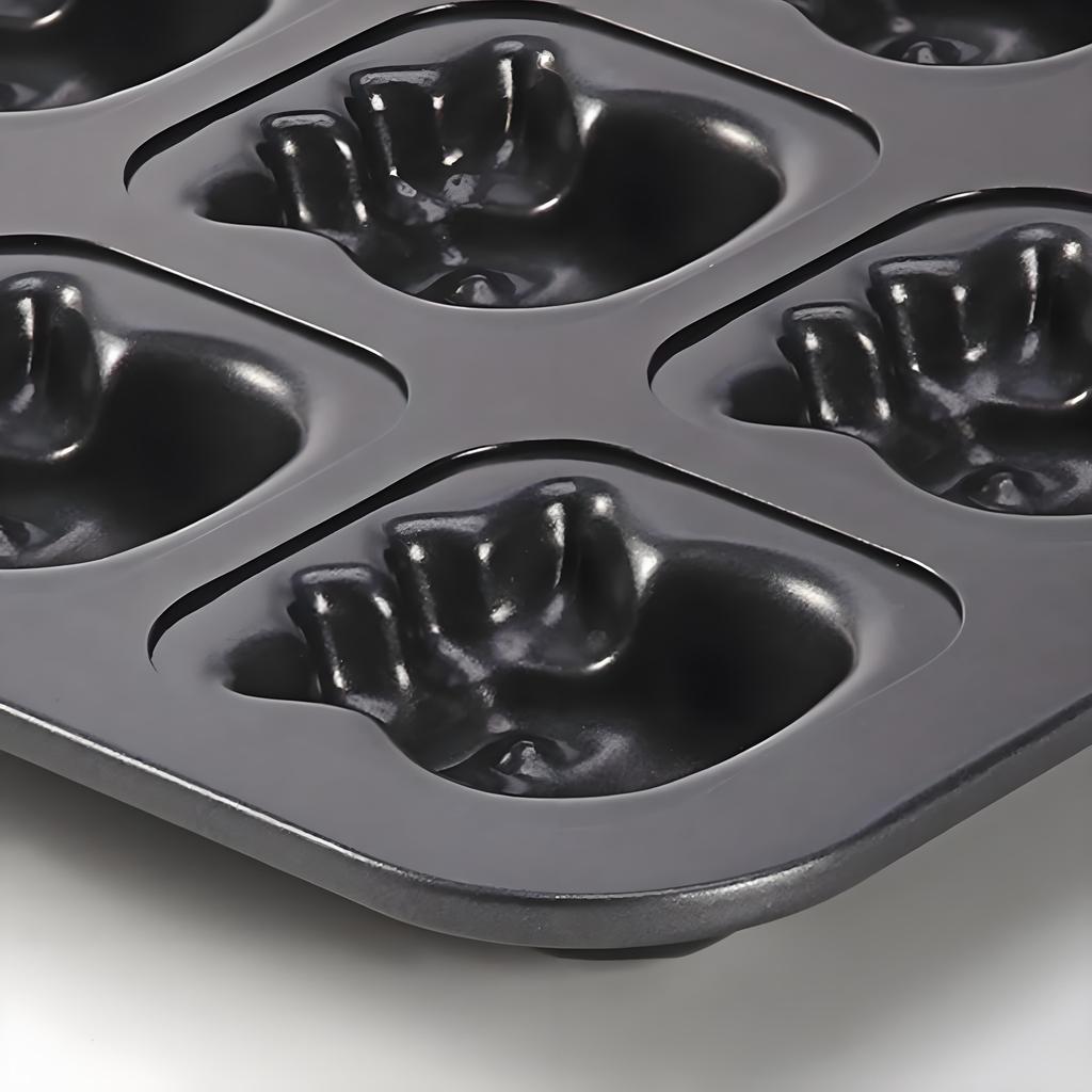 Cow Shape Muffin Pan 12-Cavity, Non-Stick Animal Cake Mold for Baking - Durable Carbon Steel Bakeware