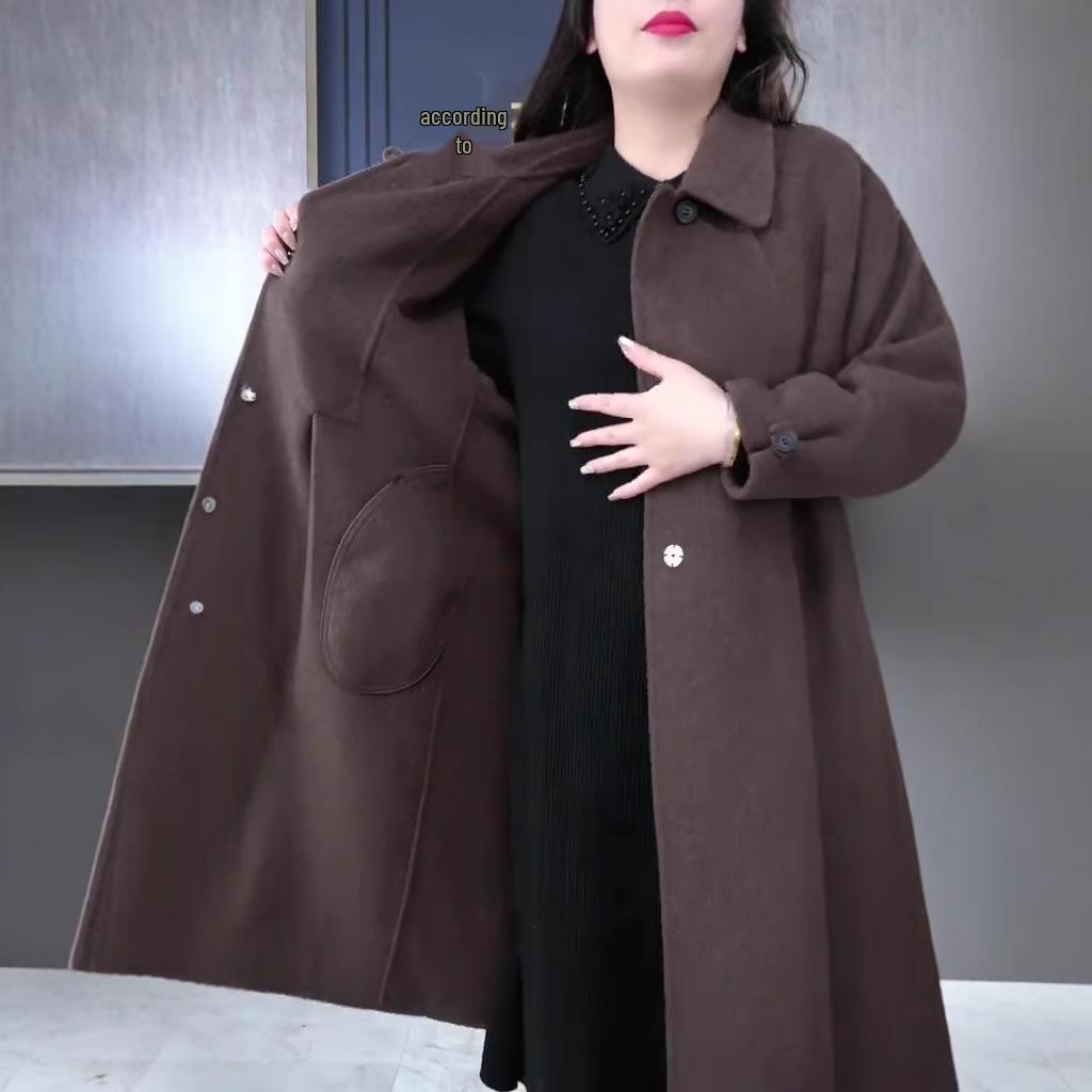 2024 Autumn/Winter Plus Size Elegant Light Luxury Woolen Coat for Middle-Aged Women