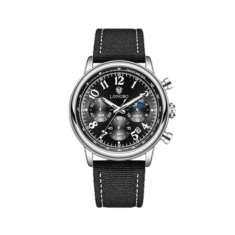 LONGBO Men's Luxury Multifunctional Quartz Watch - Nylon Strap, Waterproof, Hot-Selling