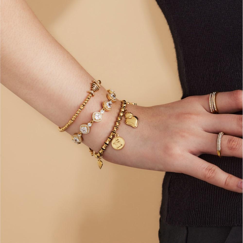 3 Models Chain Bracelets In Stainless Steel With Zircon 18k Gold Plated Waterproof Non Tarnish Trendy Charm Bracelet For Women