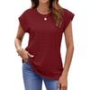 Spring Summer Solid Color Jacquard Solid Color Round Neck Short Sleeved T-shirt Top for Women Shirt