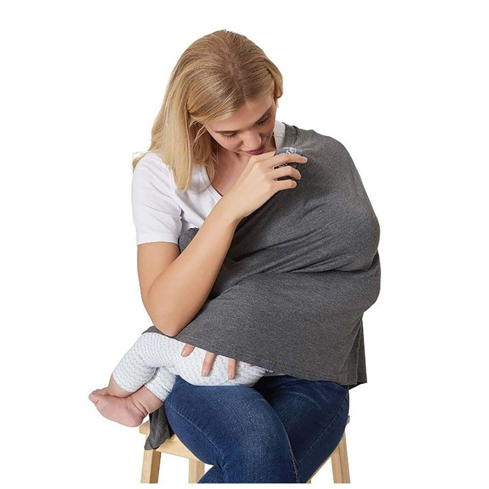 Solid Color Privacy Breastfeeding Shawl Muslin Fabric Baby Nursing Poncho Breastfeeding Cover
