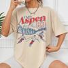 Aspen Skiing Graphic Tees Loose Winter Sport TShirts Retro Style Unisex Vintage Vacation Trip Tops Women Cute Ski Lover T Shirt