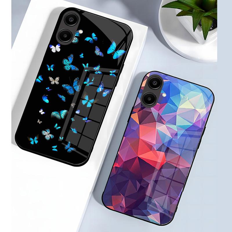 Shockproof Tempered Glass Case For Samsung Galaxy A56 A36 A26 A16 A06 5G Phone Back Cover Luxury Shell Coque Full Lens Protector