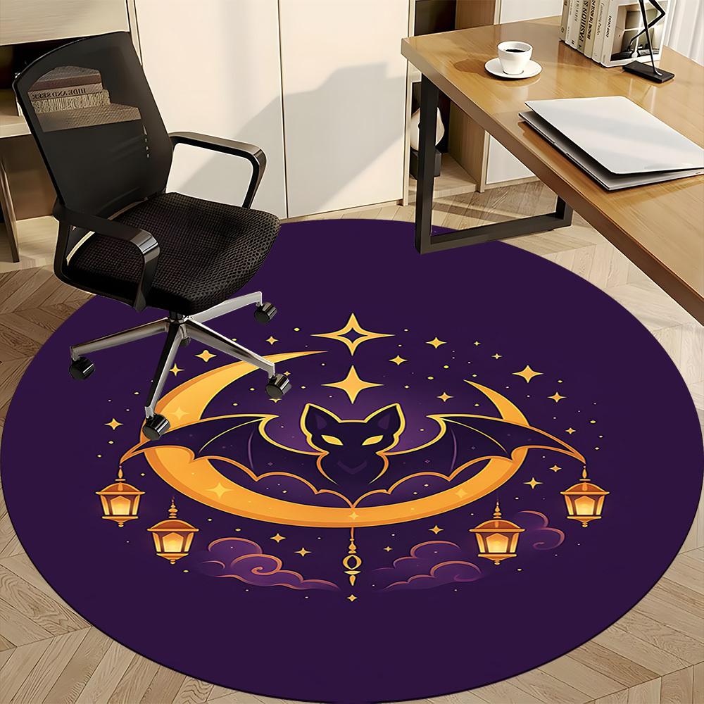1pc Moon Bat Office Round Area Rug,  Mat Suitable ForOffice, Under Office Chairs Bedroom Living Room Home Decor, Room Deco