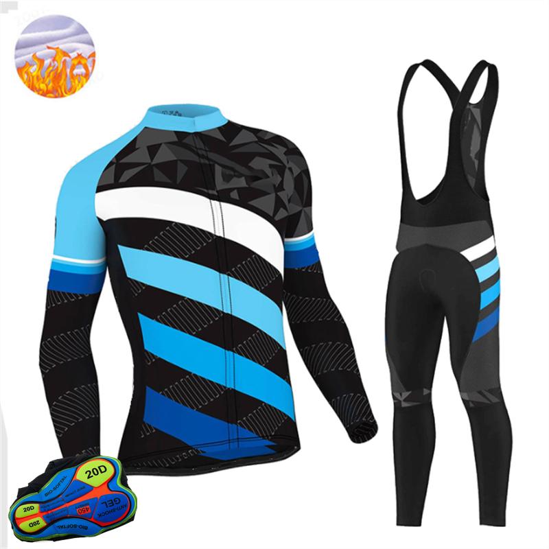 Radbekleidung Herren Trikotanzug Outdoor Riding Bike MTB Kleidung Trägerhosen Set Warm 2025 NEU Team Winter Thermofleece