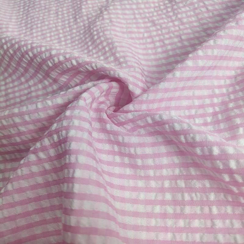Thin Seersucker Plaid Fabrics By Meters for Summer Clothes Dress T-shirts Shirt Sewing Strip Needlework Soft Cloth Red Pink Blue