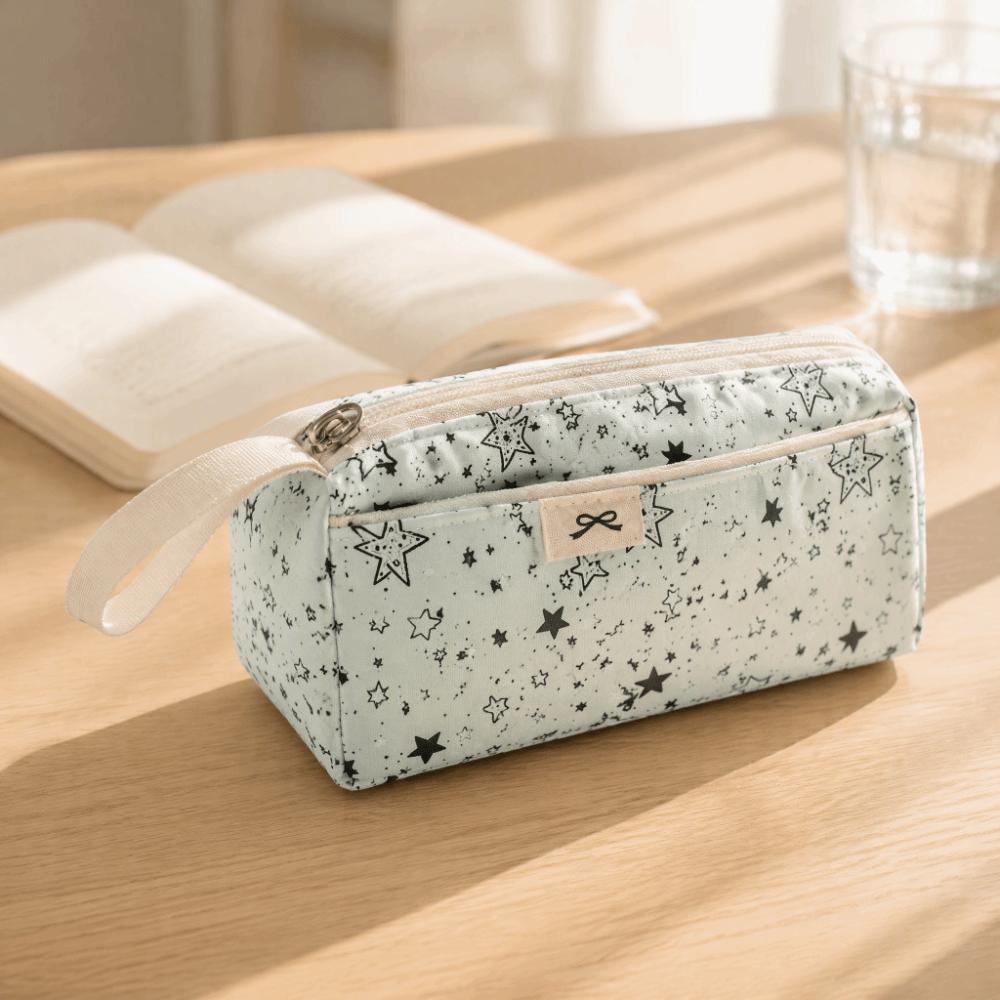 Large Capacity Pen Bag Star Print Stationery Bag Multi-functional Pencil Case School Supplies