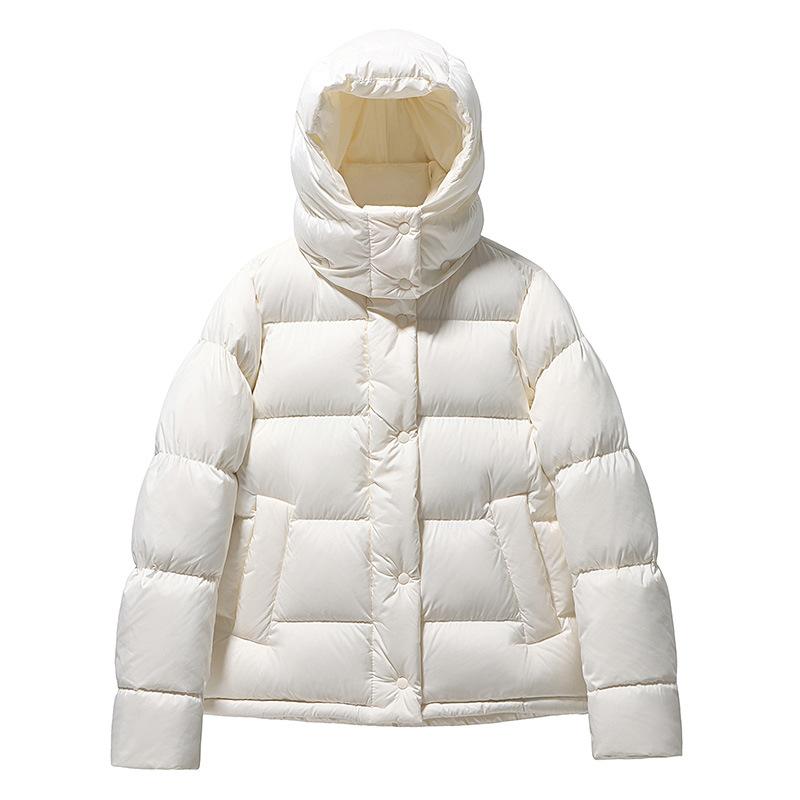 Five-grid white duck down thickened down jacket loose thickened sports and leisure removable hat jacket down jacket